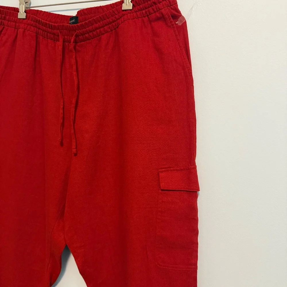 Banana Republic Women’s Linen Blend Dark Red Cargo‎ Pants Size XL
